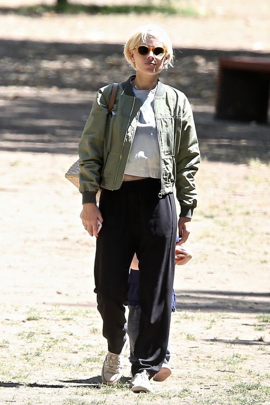 KATE MARA Show New Blonde Hair Out at a Park in Los Angeles 06/06/2021