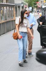 KATIE HOLMES in Blue Denim at ABC Kitchen in New York 06/12/2021