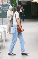 KATIE HOLMES in Blue Denim at ABC Kitchen in New York 06/12/2021