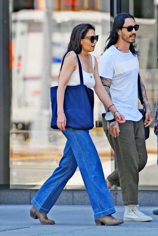 KATIE HOLMES in Denim Out with a Mystery Man in New York 06/17/2021