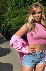 KELSEY STRATFROD in Denim Shorts Out in London 06/29/2021