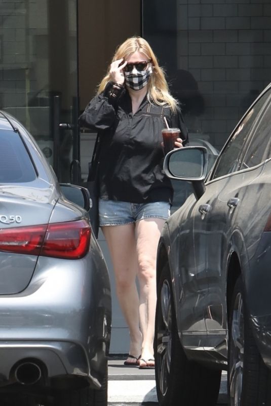 KIRSTEN DUNST in Daisy Dukes Out for Coffee in Los Angeles 06/02/2021