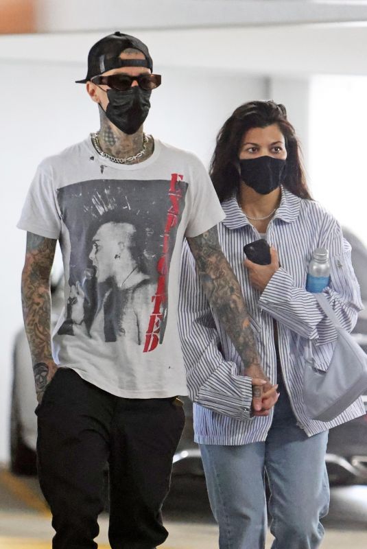 KOURTNEY KARDASHIAN and Travis Barker at Cedars-Sinai Hospital in Beverly Hills 06/02/2021