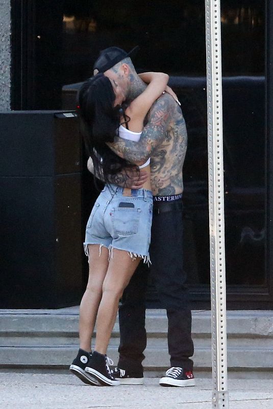 KOURTNEY KARDASHIAN and Travis Barker Out Kissing in Burbank 06/05/2021