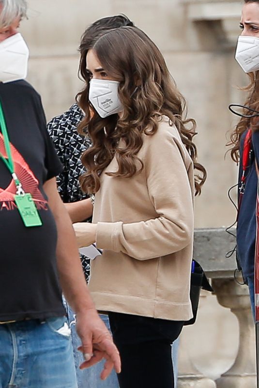 LILY COLLINS Arrives on the Set of Emily in Paris in Paris 06/07/2021