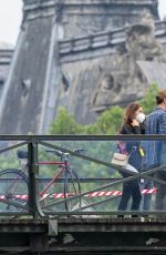 LILY COLLINS on the Set of Emily in Paris in Paris 06/22/2021