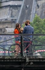 LILY COLLINS on the Set of Emily in Paris in Paris 06/22/2021