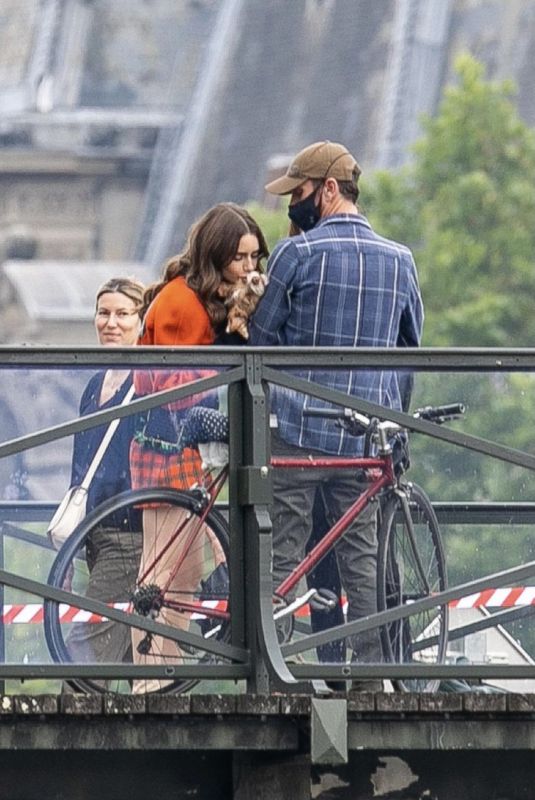 LILY COLLINS on the Set of Emily in Paris in Paris 06/22/2021