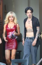 LILY JAMES as Pamela Anderson on the Set of Pam & Tommy in Los Angeles 06/07/2021