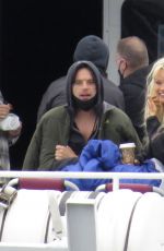 LILY JAMES at a Boat on the Set of Pam and Tommy in Los Angeles 06/07/2021