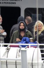 LILY JAMES at a Boat on the Set of Pam and Tommy in Los Angeles 06/07/2021