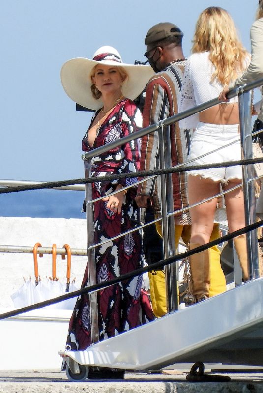 MADELYN CLINE and KATE HUDSON on the Set of Knives Out 2 in Spetses Island 06/29/2021