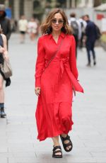 MYLEENE KLASS in a Red Dress Arrives at Smooth Radio in London 06/11/2021
