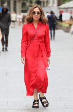 MYLEENE KLASS in a Red Dress Arrives at Smooth Radio in London 06/11/2021