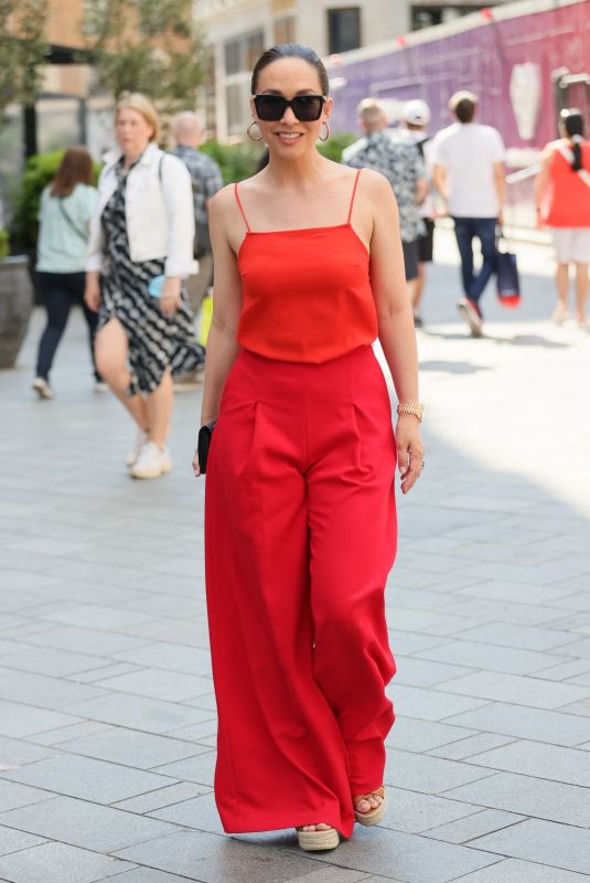 MYLEENE KLASS in a Red Top and Trousers at Smooth Radio in London 06/05/2021