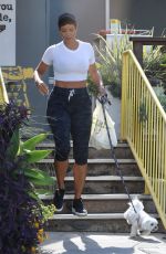 NICOLE MURPHY Out with Her Dog in Los Angeles 06/29/2021