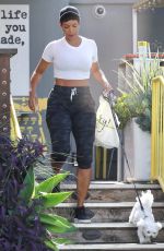 NICOLE MURPHY Out with Her Dog in Los Angeles 06/29/2021