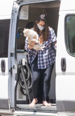 OLIVIA MUNN at a Mobile Dog Groomer Outside Her Home in Los Angeles 06/13/2021