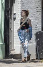 PHOEBE DYNEVOR in Ripped Denim Out in London 05/31/2021