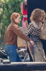 SADIE SINK and NATALIA DYER on the Set of Stranger Things, Season 4 in Atlanta 06/15/2021