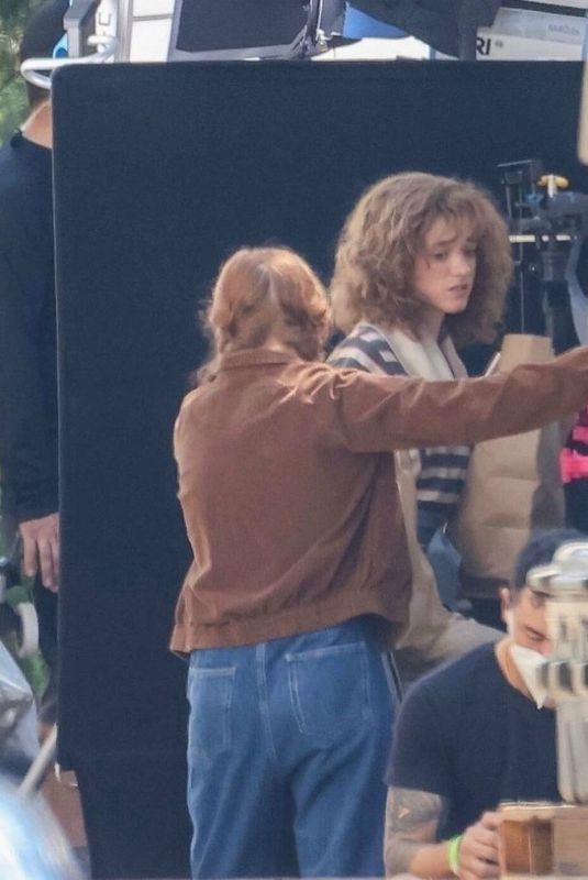 SADIE SINK and NATALIA DYER on the Set of Stranger Things, Season 4 in Atlanta 06/15/2021