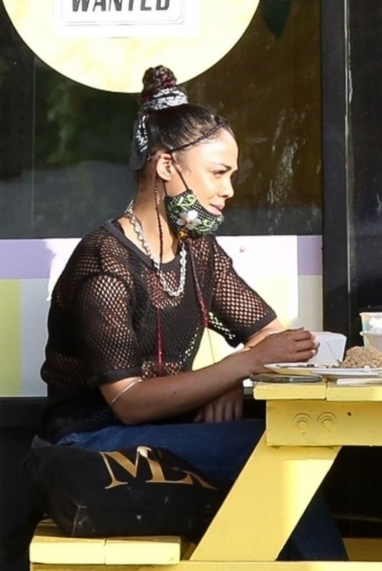 TESSA THOMPSON at The Vegan Joint Restaurant in Culver City 06/20/2021