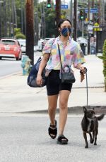 TESSA THOMPSON Out with Her Dog in Los Angeles 06/21/2021