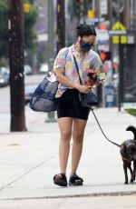 TESSA THOMPSON Out with Her Dog in Los Angeles 06/21/2021