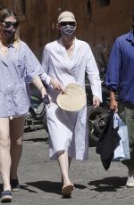 TILDA SWINTON at a Restaurant in Rome 06/25/2021