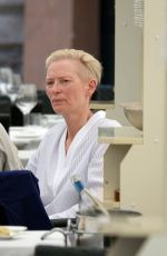 TILDA SWINTON at a Restaurant in Rome 06/25/2021