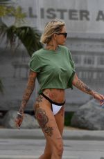 TINA LOUISE in Bikini Bottoms at a Beach in Santa Monica 06/20/2021