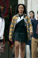 WHITNEY PEAK on the Set of Gossip Girl Reboot in New York 06/08/2021