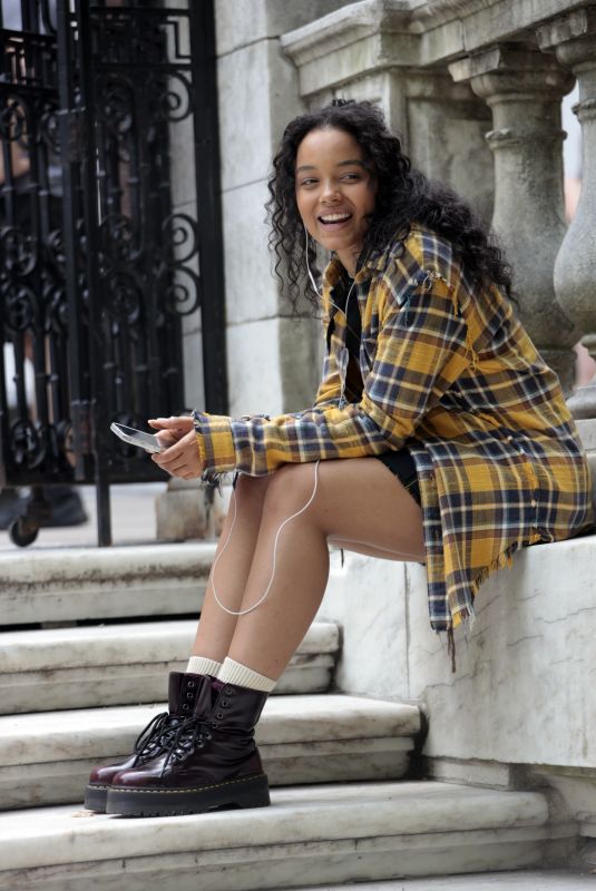 WHITNEY PEAK on the Set of Gossip Girl Reboot in New York 06/08/2021