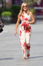 AMANDA HOLDEN in a Red and White Jumpsuit at Heart Radio in London 07/01/2021