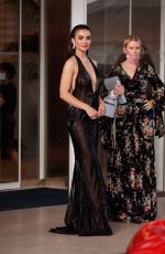 AMY JACKON Leaves Hotel Martinez at 74th Cannes Film Festival 07/16/2021