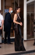 AMY JACKON Leaves Hotel Martinez at 74th Cannes Film Festival 07/16/2021
