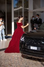 AMY JACKSON Leaves Martinez Hotel at 74th Cannes Film Festival 07/14/2021