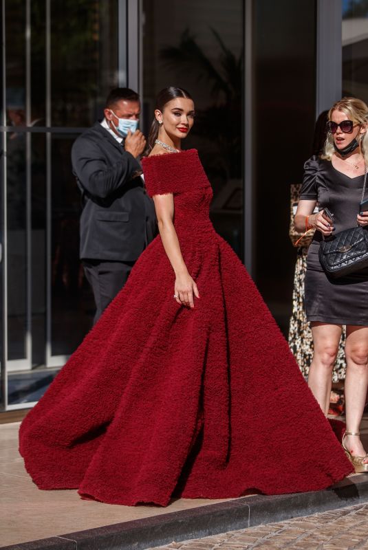 AMY JACKSON Leaves Martinez Hotel at 74th Cannes Film Festival 07/14/2021