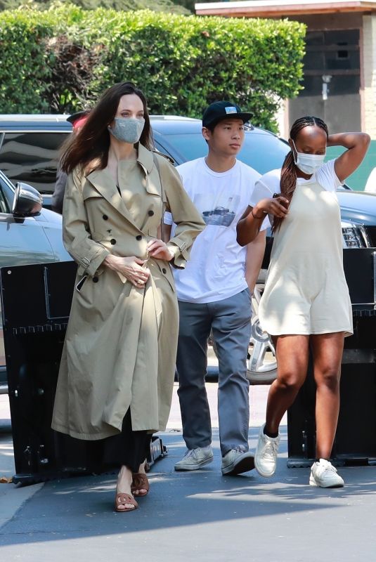ANGELINA JOLIE Out Shopping with Zahara and Pax at Nordstrom in Los Angeles 07/13/2021