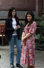 ANNE HATHAWAY and AMERICA FERRERA on the Set of Caviar in New York 07/11/2021