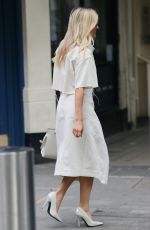 ASHLEY ROBERTS in a Bleached Denim Skirt Arrives at Heart Radio in London 07/07/2021