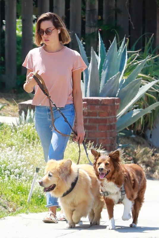 AUBREY PLAZA Out with Her Dogs in Los Feliz 07/17/2021