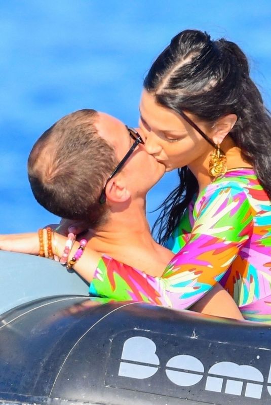 BELLA HADID and Marc Kalman Out Kssing in French Riviera 07/10/2021