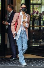 BELLA HADID Leaves George IV Hotel in Paris 07/01/2021
