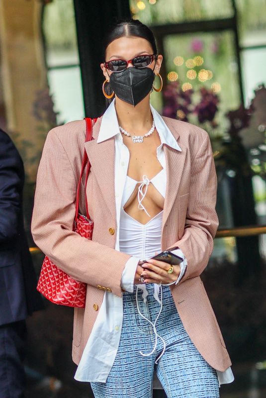 BELLA HADID Leaves George IV Hotel in Paris 07/01/2021