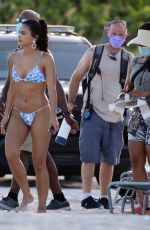 CAMILA MENDES in Bikini on a Set at Miami Beach 07/30/2021