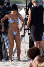 CAMILA MENDES in Bikini on a Set at Miami Beach 07/30/2021