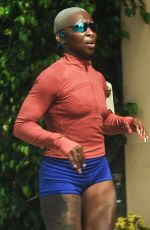CYNTHIA ERIVO Out Jogging in West Hollywood 06/29/2021
