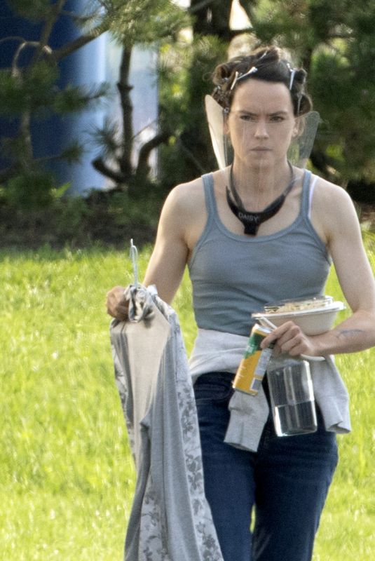 DAISY RIDLEY on the Set of The Marsh King