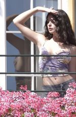 DEVA CASSEL Poses on Balcony of Her Hotel in Milan 07/02/2021